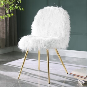 Ravni Faux Fur Accent Chair with Gold Legs T2574P164576