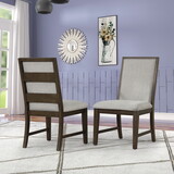 Aberll Solid Wood Upholstered Dining Chairs, Set of 2, Gray T2574P164584