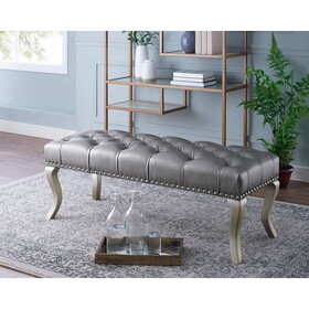 Decor Maxem Tufted FabricUpholstered Bench with Nailhead Trim T2574P164594