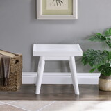Larwich Solid Wood Slatted Bench, 19-inch Long, White T2574P164601