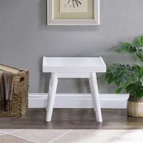 Larwich Solid Wood Slatted Bench, 19-inch Long, White T2574P164601