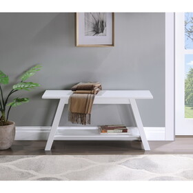Elyz Solid Wood Bench with Shelf, 36.10-inch Long, White T2574P164602