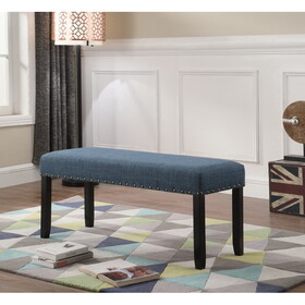 Biony Fabric Dining Bench with Nailhead Trim, Blue T2574P164610