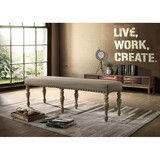 Birmingham Microfiber Upholstered Bench with Nail Head Trim in Driftwood Finish T2574P164621