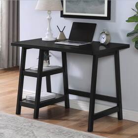 Redina Contemporary Wood Writing Desk with Storage, Black T2574P164627