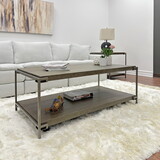 Corbeta Metal Frame Wood Living Room Coffee Table with Casters T2574P164640