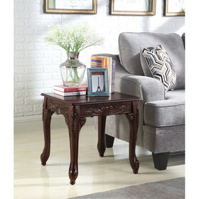 Traditional Ornate Detailing Dark Cherry Finish Wood End Table T2574P164758