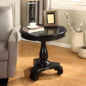 Rene Round Wood Pedestal Side Table, Black T2574P164760