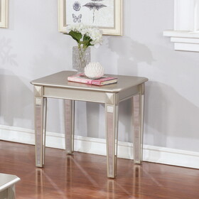 Barent Contemporary Wood End Table with Mirrored Legs, Champagne T2574P164766