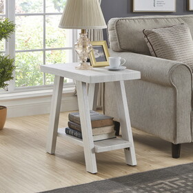 Athens Contemporary Wood Shelf Side Table in White Finish T2574P164631