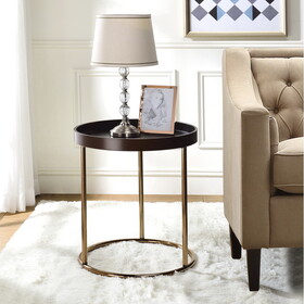 Genoa Round Tray Table with Metal Frame, Espresso T2574P164784