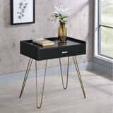 Hailey Black and Gold Wood Storage End Table T2574P164785