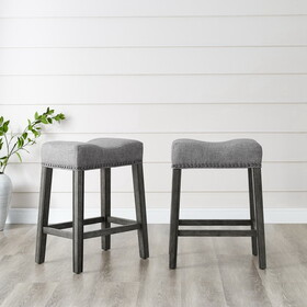 CoCo Upholstered Backless Saddle Seat Counter Stools 24" height Set of 2, Gray T2574P164809