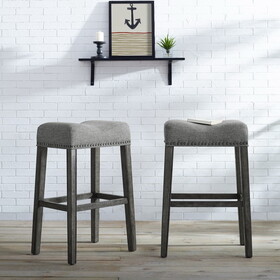 CoCo Upholstered Backless Saddle Seat Bar Stools 29" height Set of 2, Gray T2574P164810