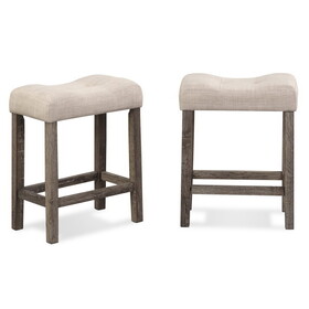 Sora Button Tufted Counter Height Saddle Stool, Set of 2, Taupe T2574P164820