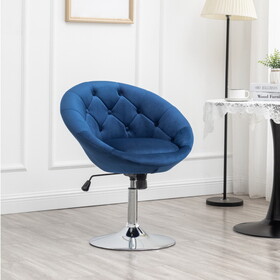 Noas Velvet Upholstered Tufted Back Swivel Accent Chair, Blue T2574P164848