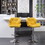 Breni Velvet Diamond Tufted Swivel Adjustable Height Barstool, Set of 2, Yellow T2574P164873