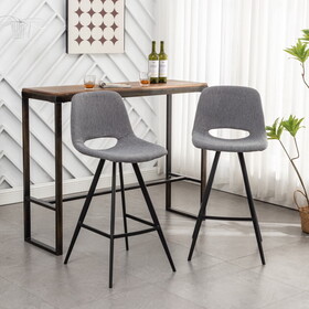 Porth Fabric Kitchen 28.25" Counter Height Stools, Set of 2, Gray T2574P165088