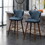 Nevis Mid-century Modern Faux Leather Tufted Nailhead Trim Barstool Set of 2, Blue T2574P165101