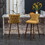 Nevis Mid-century Modern Faux Leather Tufted Nailhead Trim Barstool Set of 2, Yellow T2574P165104