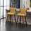 Nevis Mid-century Modern Faux Leather Tufted Nailhead Trim Barstool Set of 2, Yellow T2574P165104