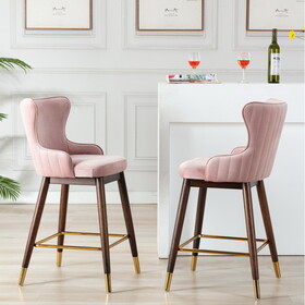 Leland Fabric Upholstered Counter Height Wingback Stools, Set of 2, Pink T2574P165106
