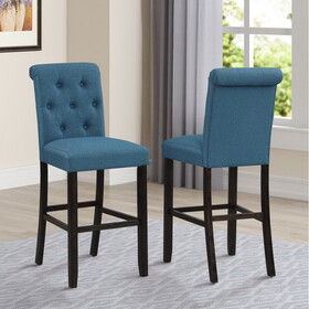 Leviton Solid Wood Tufted asons Barstool, Set of 2, Blue T2574P165117