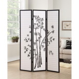 Roundhill 3-Panel Oriental Shoji Screen/Room Divider, Black T2574P165141