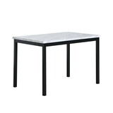 Noyes Metal Dining Table with Laminated Faux Marble Top, Off-white T2574P165157