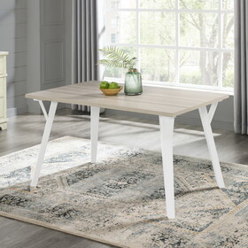 Alwynn Contemporary Rectangular Dining Table, White and Natural Wood T2574P165159