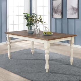Prato Antique White and Distressed Oak Two-tone Finish Wood Dining Table T2574P165163
