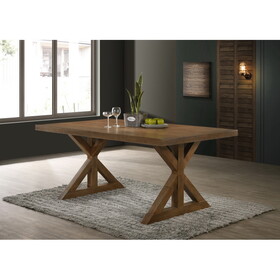 Enna Morden Farmhouse Wood Trestle Dining Table, Brushed Driftwood Finish T2574P165168