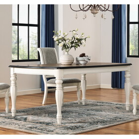 Belleza French Country Dining Table, Antique White and Weathered Oak Finish T2574P165171