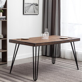 Aryven Industrial Metal Hairpin Design Dining Table, Rustic Dark Pine T2574P165175