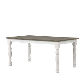 Ebret Farmhouse Two-tone Distressed Wood Dining Table, Brown and White T2574P165176
