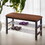 Wood Shoe Bench with Chocolate Microfiber Seat, Espresso T2574P172741