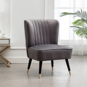 Elon Contemporary Velvet Upholstered Accent Chair, Gray T2574P164255