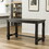 Lotusville 7-Piece Counter Height Antique Black Wood Dining Table with 6 Brown Faux Leather Chairs T2574P183416