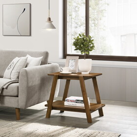 Metz Mid-Century Modern Wood Shelf End Table, Walnut Finish T2574P184953