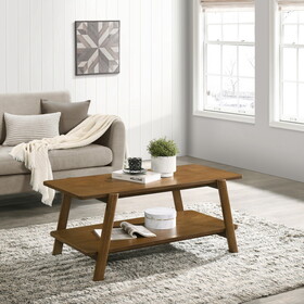 Metz Mid-Century Modern Wood Shelf Coffee Table, Walnut Finish T2574P184956