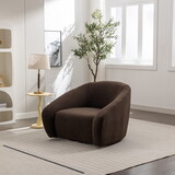 Luzern Modern Boucle Upholstered Accent Chair, 360° Swivel, Chocolate