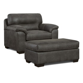 Tirana Contemporary 2-Piece Living Room Set, Fabric Pillow-top Arm Chair with Ottoman, Sequoia ash T2574P195188