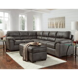 TiTirana Contemporary 2-Piece Living Room Set, Fabric Pillow-top Arm Sectional Sofa with Ottoman, Sequoia ash T2574P195194