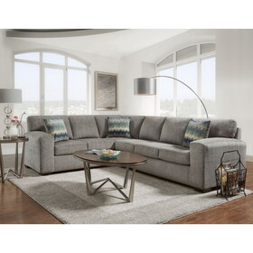 Bergen Silverton Pewter Fabric Sectional Sofa T2574P195196