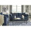 Aruca Navy Blue Microfiber Pillow Back 2-Piece Living Room Set, Sofa and Loveseat, Navy Blue T2574P195198