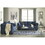 Aruca Navy Blue Microfiber Pillow Back 2-Piece Living Room Set, Sofa and Loveseat, Navy Blue T2574P195198