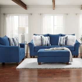 Camero Fabric Pillowback 3-Piece Sofa Set, Navy Blue T2574P195790