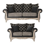 San Marino 2-Tone Fabric Wooden Frame Sofa and Loveseat Set T2574P198797