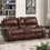 Achern Brown Leather-Air Nailhead Manual Reclining Loveseat with Storage Console T2574P198805