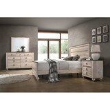 Imerland Contemporary White Wash Finish 4-Piece Bedroom Set-Queen Bed, Dresser, Mirror, Nightstand T2574P200186